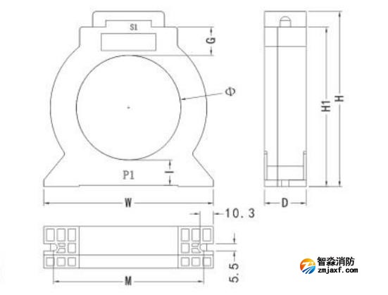 閉口式,圓孔100A-630A外形尺寸圖